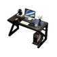 Glass Top Computer Desk Antique Finish Gaming Desk with Metal Legs