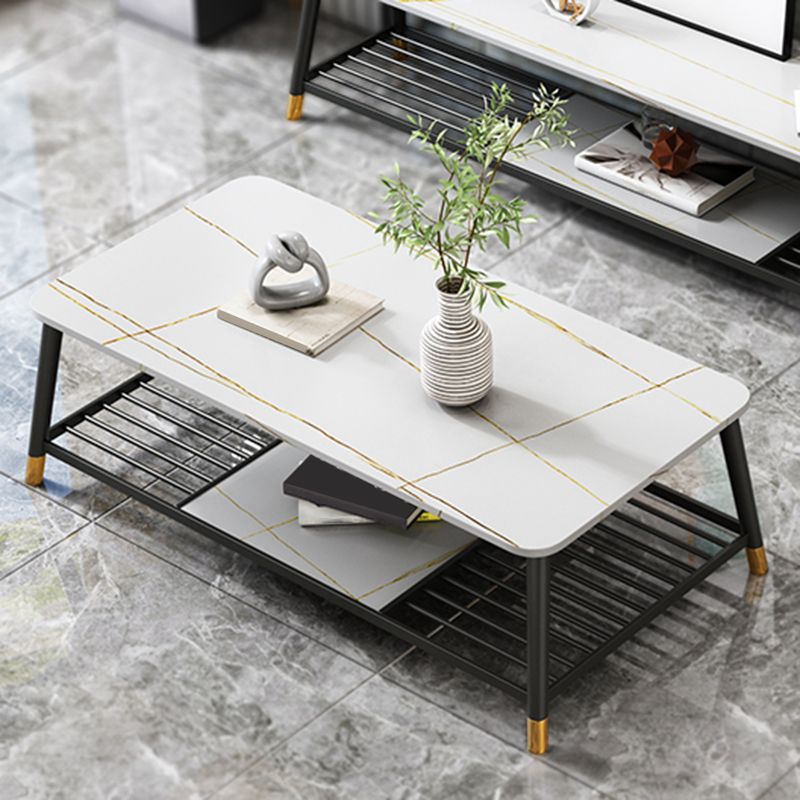 Glam Frame Coffee Table Slate Rectangular Coffee Table for Living Room Clearhalo 'Coffee & Accent Tables' 'Coffee Tables' 'coffee_tables' 'furn' 'furn_coffee_tables' 'Furniture' 'Living Room Furniture' 1200x1200_c9c3f823-1757-4a83-a238-338ad6c4d50d