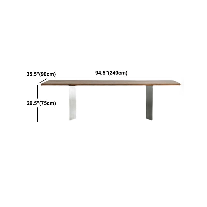 Rectangle Kitchen Dining Table Solid Wood Table Luxury with Double Pedestal Base Clearhalo 'Dining Tables & Seating' 'Dining Tables' 'dining_table' 'furn' 'furn_dining_table' 'Furniture' 'furniture_dining_table' 'Kitchen & Dining Furniture' 'kitchen' 'kitchen_dining_table' 1200x1200_c9c46bf0-6237-4640-ac71-3a339fad3734