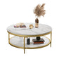 17.7" H Glam Round Slate Coffee Table Metal 4 Legs Cocktail Table with Shelf Clearhalo 'Coffee & Accent Tables' 'Coffee Tables' 'coffee_tables' 'furn' 'furn_coffee_tables' 'Furniture' 'Living Room Furniture' 1200x1200_c9c4c9fc-6541-4bed-bd3d-27741891b3a1