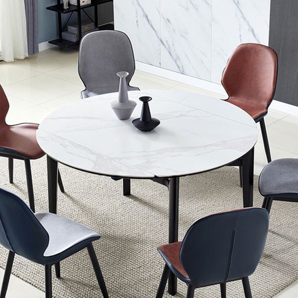 Slate and Wood Table Modern Minimalist Home Retractable Round Dining Table Clearhalo 'Dining Tables & Seating' 'Dining Tables' 'dining_table' 'furn' 'furn_dining_table' 'Furniture' 'Kitchen & Dining Furniture' 1200x1200_c9c4d40f-c6b8-474b-a780-e882399171e1