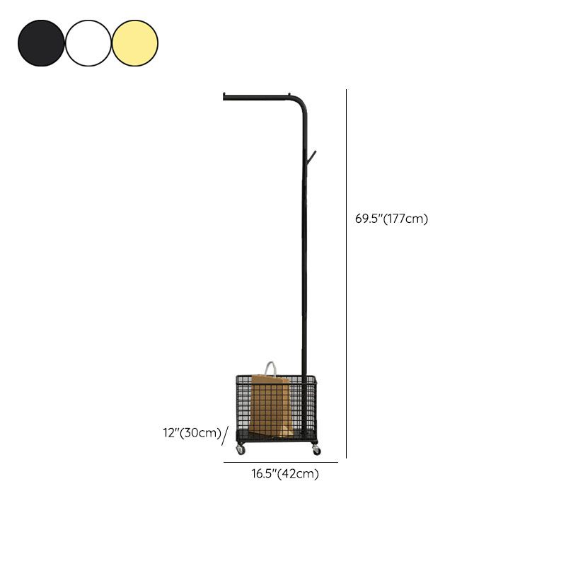 Modern Basket Storage Coat Hanger Castors Detail Metal Coat Rack for Living Room Clearhalo 'Entry & Mudroom Furniture' 'furn' 'furn_hall_tree_coat_racks' 'Furniture' 'Hall Trees & Coat Racks' 'hall_tree_coat_racks' 1200x1200_c9c4efe0-7d97-477d-a883-9e3cf31cfb45