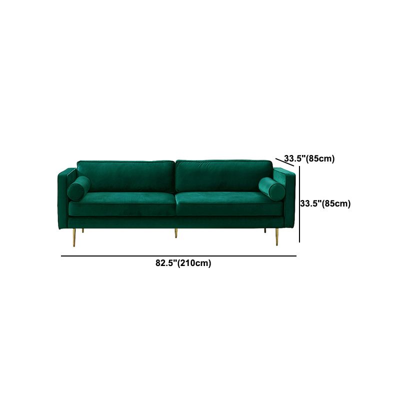 タキシードアームソファモダンスタイルの緑のベルベットソファが金属脚