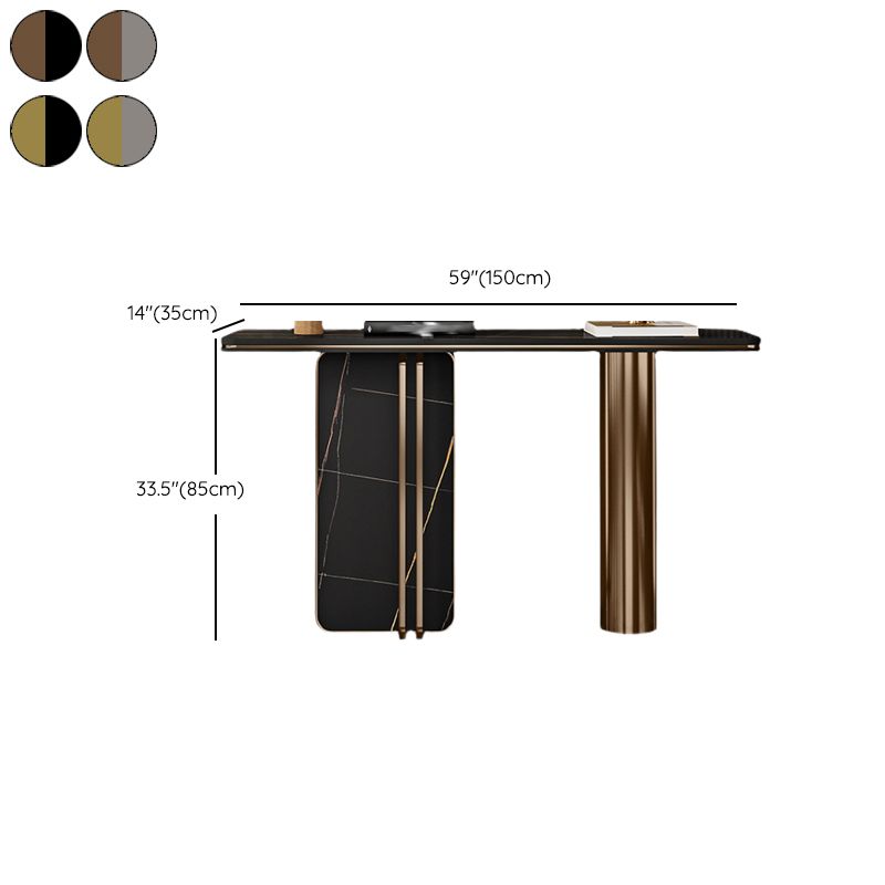 Tavolo console contemporanea a forma di rettangolo tavolo di divano in pietra in nero/grigio