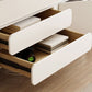 4 Legs White Slate Rectangular Cocktail Table with Storage Drawers