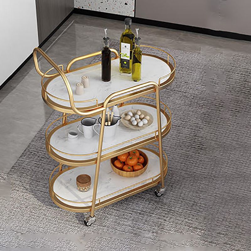 Tabella di preparazione in metallo ovale contemporaneo 32.28 "H tavolo da preparazione a rotolamento