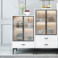 Modern Display Cabinet Faux Wood Storage Cabinet with Glass Doors for Living Room Clearhalo 'Display & China Cabinets' 'display_china_cabinets' 'furn' 'furn_display_china_cabinets' 'Furniture' 'Kitchen & Dining Furniture' 1200x1200_c9ca02fc-9d5e-4469-8bea-61e9bad89009