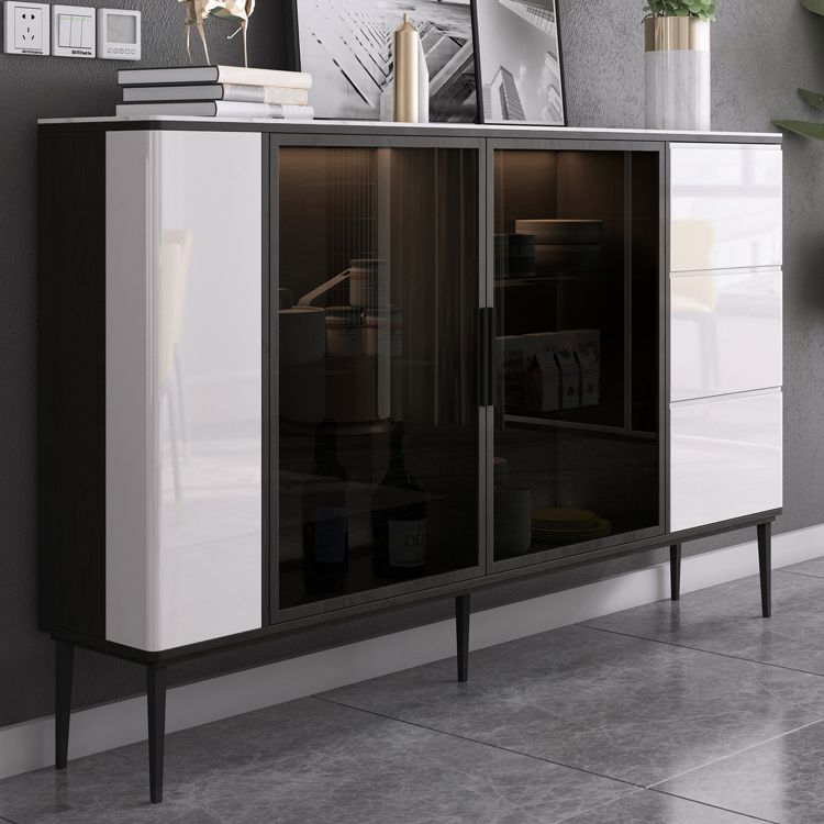 3-Drawer Engineered Wood Sideboard Modern Adjustable Shelving Credenza Clearhalo 'buffet_sideboard' 'Buffets & Sideboards' 'furn' 'furn_buffet_sideboard' 'Furniture' 'furniture_buffet_sideboard' 'Kitchen & Dining Furniture' 1200x1200_c9cb00da-d8f4-41c0-8cc4-8cd6de88b418