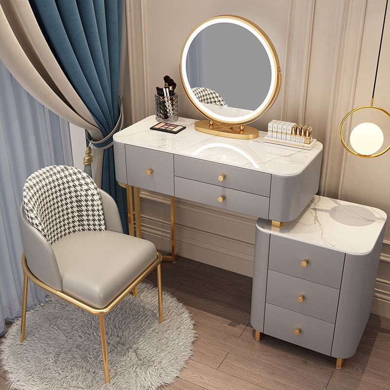 Solid Wood Makeup Vanity Desk Storage Dressing Table Stool Set with Drawer Clearhalo 'Bedroom Furniture' 'furn' 'furn_makeup_vanities' 'Furniture' 'Makeup Vanities' 'makeup_vanities' 1200x1200_c9cc3579-db7d-4524-ba82-7fe2bd2f75ea