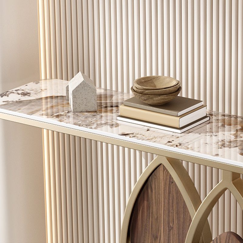 Tavolo console glam di pietra larga da 11 "tavolo da divano console mezzaluna
