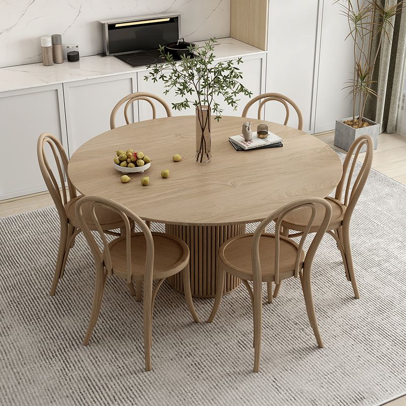 Round Pedestal Casual Dining Table Wood Color Fixed Table with Pinewood Solid Wood Clearhalo ' dining_table' 'Dining Tables & Seating' 'Dining Tables' 'furn' 'furn_dining_table' 'Furniture' 'furniture_dining_table' 'Kitchen & Dining Furniture' 'kitchen&dining_furn' 'kitchen' 'kitchen_dining_table' 1200x1200_c9cdab2d-8a2f-4dd2-9ee0-049c9ed95ff8