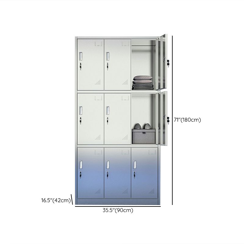 Silver Storage Cabinet with Hinged Doors Contemporary Steel Indoor Cabinet Clearhalo 'Armoires & Wardrobes' 'armoires_wardrobes' 'Bedroom Furniture' 'furn' 'furn_armoires_wardrobes' 'Furniture' 1200x1200_c9ceb3fd-f159-4e80-b5dc-f0e249f399f8