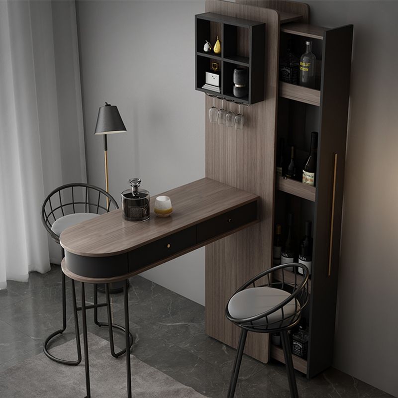Brown Bar Pub Table Set 2/3 Pcs Wood and Metal Bar Table and Stools Clearhalo 'Bar Furniture' 'furn' 'furn_home_bar_bar_sets' 'Furniture' 'Home Bars & Bar Sets' 'home_bar_bar_sets' 'Kitchen & Dining Furniture' 1200x1200_c9cf4036-41b9-4a5d-9381-43bd4c9e5cb5