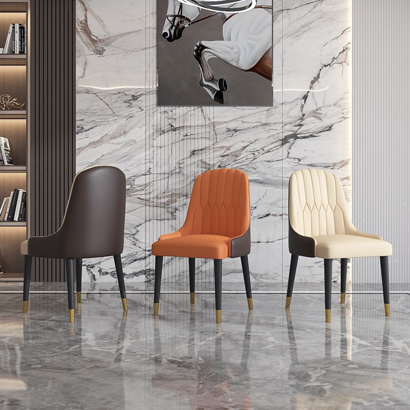 Scandinavian Style Leather Dining Chairs Armless Solid Back Chairs for Kitchen Clearhalo ' kitchen&dining_furn' 'Dining Chairs' 'Dining Tables & Seating' 'dining_chair' 'furn' 'furn_dining_chair' 'Furniture' 'furniture_dining_chair' 'Kitchen & Dining Furniture' 'kitchen' 1200x1200_c9d26c7e-ba67-4796-bd0d-f746e22e5c8a