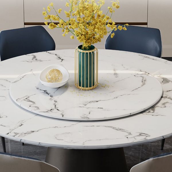 Round Pedestal Dining Site Table Contemporary Dinner Table with Turntable Clearhalo ' dining_table' 'Dining Tables & Seating' 'Dining Tables' 'furn' 'furn_dining_table' 'Furniture' 'furniture_dining_table' 'Kitchen & Dining Furniture' 'kitchen&dining_furn' 'kitchen' 'kitchen_dining_table' 1200x1200_c9d363b7-678f-43e6-92aa-4c75584b91b9