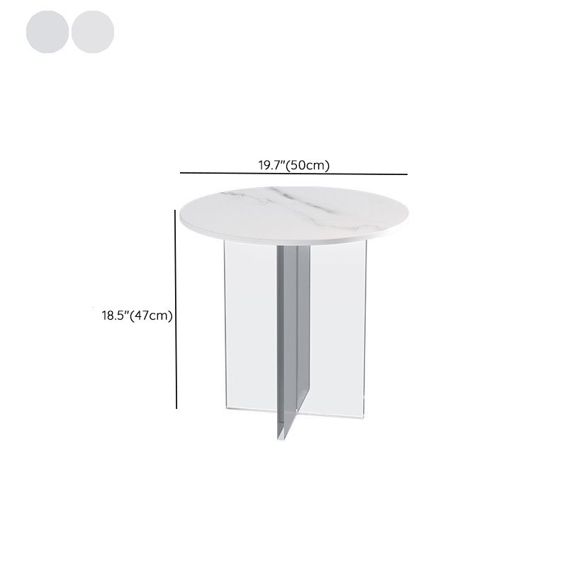 Table de cocktail en ardoise et acrylique Table basse ronde blanche moderne
