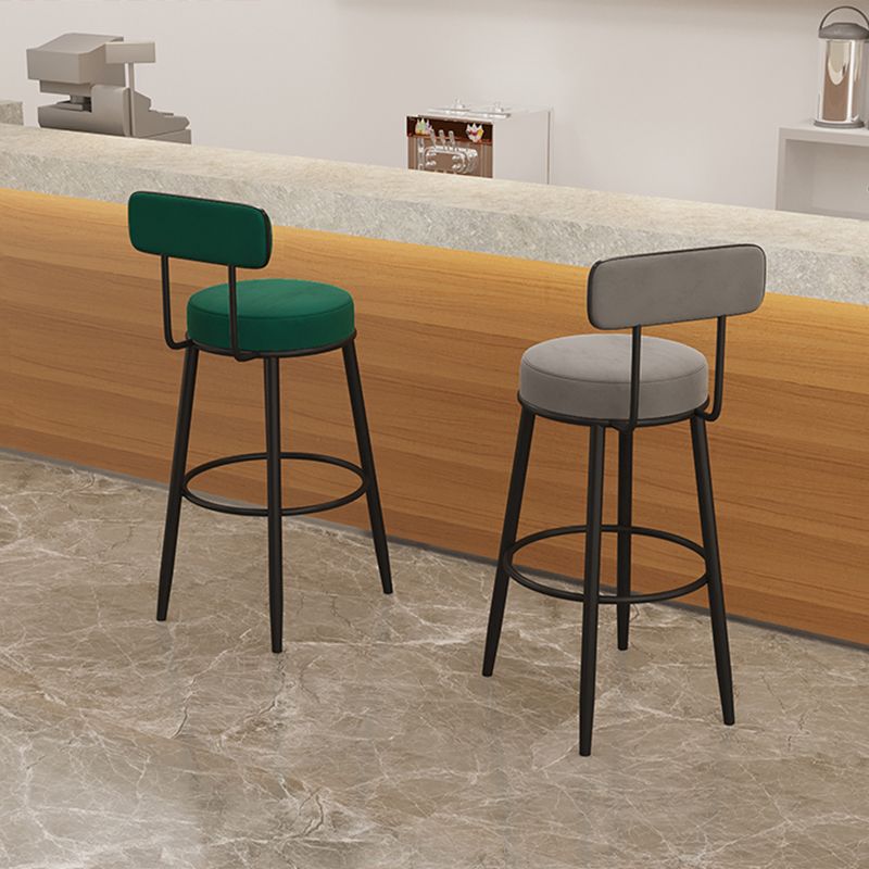 Modern Armless Backrest Counter Stool Iron Dining Room Bar Stool with Cushion and Pedal Clearhalo 'Bar Furniture' 'Bar Stools' 'bar_stools' 'furn' 'furn_bar_stools' 'Furniture' 'furniture_bar_stools' 'Kitchen & Dining Furniture' 1200x1200_c9d4d1cc-f033-455a-b2f8-40e9aa7d12be