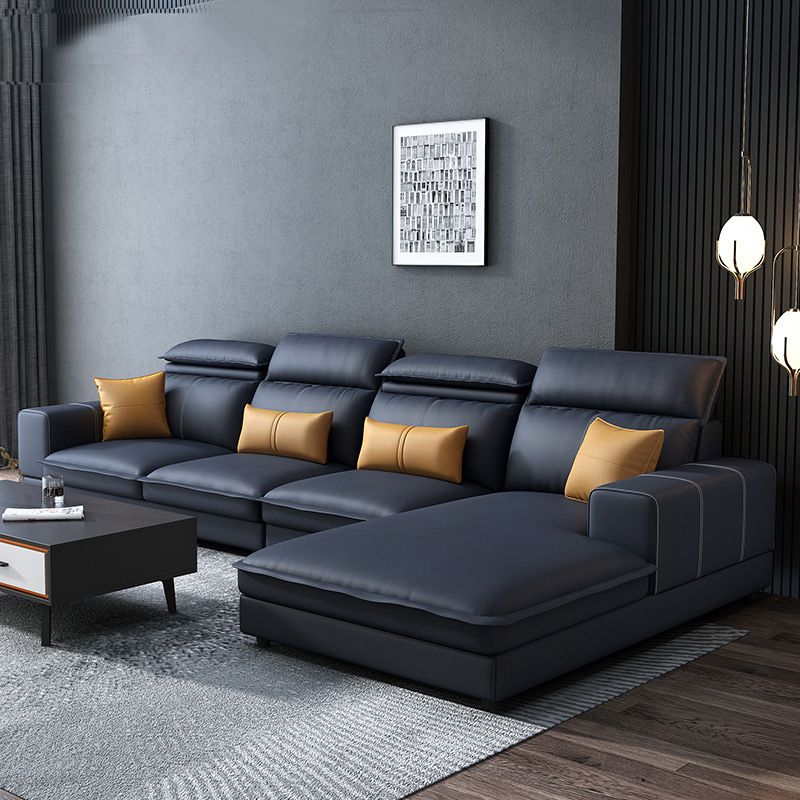 Contemporary Faux Leather L-Shape Sectional with Chaise and Square Arms Clearhalo 'furn' 'furn_sectionals' 'Furniture' 'Living Room Furniture' 'Sectionals' 1200x1200_c9d4d312-0ab5-43f2-b166-169b3d9c8f3f