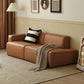 Contemporary Stationary Faux Leather Living Room Square Arm Sofa