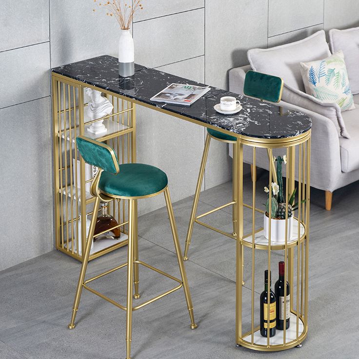 Gold Glam Style Table in Faux Marble Bar Table with Metal Base for Kitchen Clearhalo 'Bar Furniture' 'Bar Tables' 'bar_tables' 'furn' 'furn_bar_tables' 'Furniture' 'furniture_bar_tables' 'Kitchen & Dining Furniture' 1200x1200_c9d788ad-7bdd-4610-9a0a-83e8447367a9
