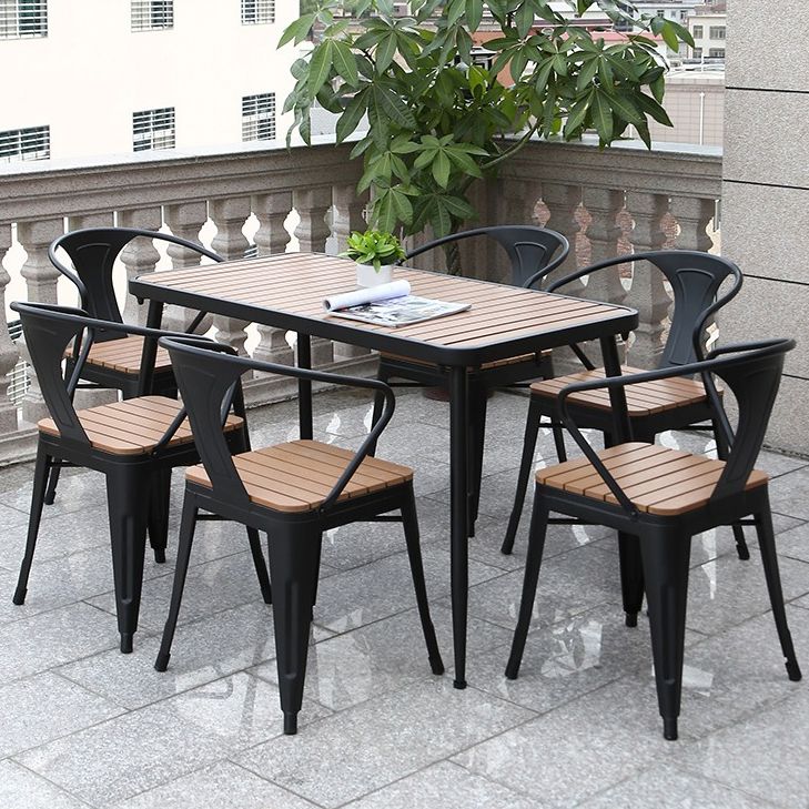 Set tavolo da pranzo in metallo stile moderno Set dinette da esterno 1/2/3/5/7 pezzi