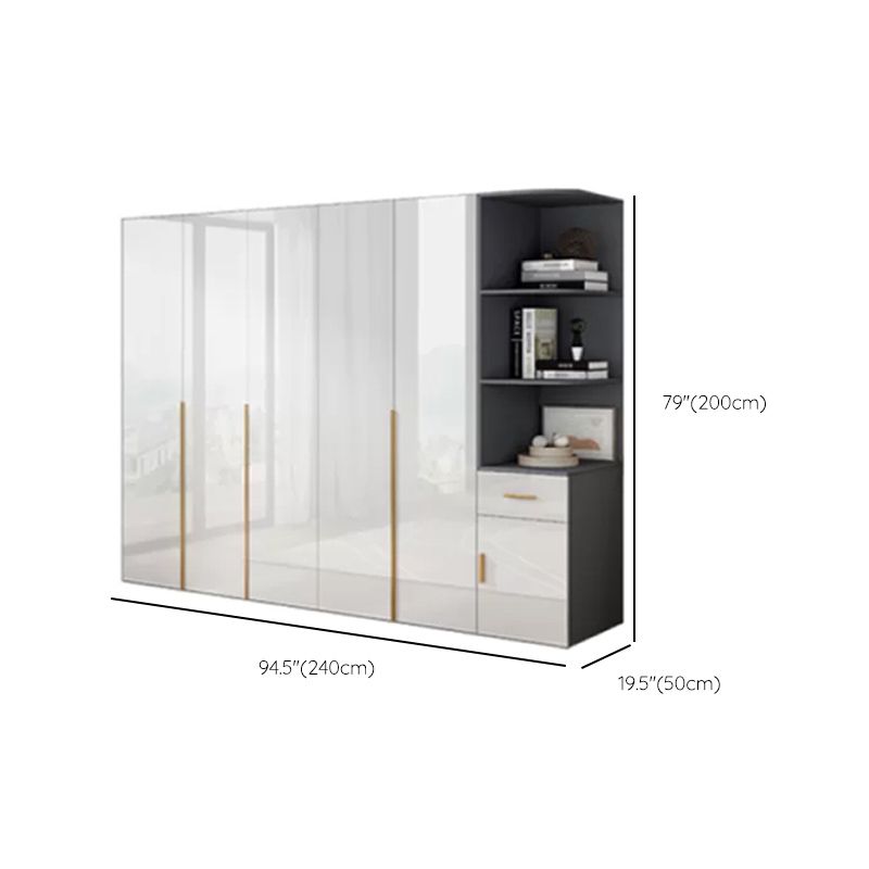 Engineered Wood Armoire Modern White Wardrobe Closet with Garment Rod Clearhalo 'Armoires & Wardrobes' 'armoires_wardrobes' 'Bedroom Furniture' 'furn' 'furn_armoires_wardrobes' 'Furniture' 1200x1200_c9da807e-a349-4704-baf0-b94af81d9d14