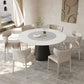 Modern Pedestal Casual Dining Table Round Dining Table with Ash Wood Base
