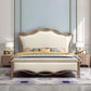 Solid Color Panel Bed Panel Victorian Bed Frame With Custom Gold Legs