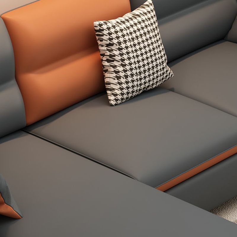 Embedded Armrest Pillow Back Imitation Leather Sofa Bed Sponge/latex Seat Filling Sofa