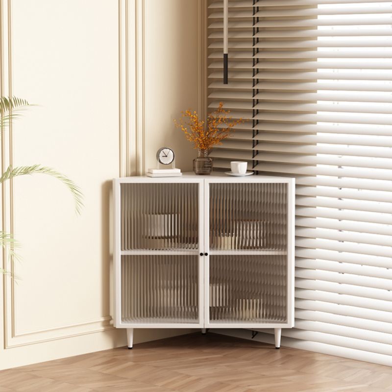 Modern 23.6"W√ó31.5"H Dining Server Antique Finish Steel Sideboard Table with Glass Door Clearhalo 'buffet_sideboard' 'Buffets & Sideboards' 'furn' 'furn_buffet_sideboard' 'Furniture' 'Kitchen & Dining Furniture' 1200x1200_c9df1d2b-2e35-4727-999c-b1366efed70d