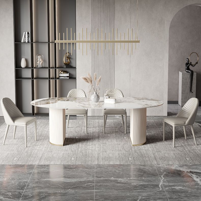 Stone Dining Table Contemporary Style Oval Dining Site Table for Home