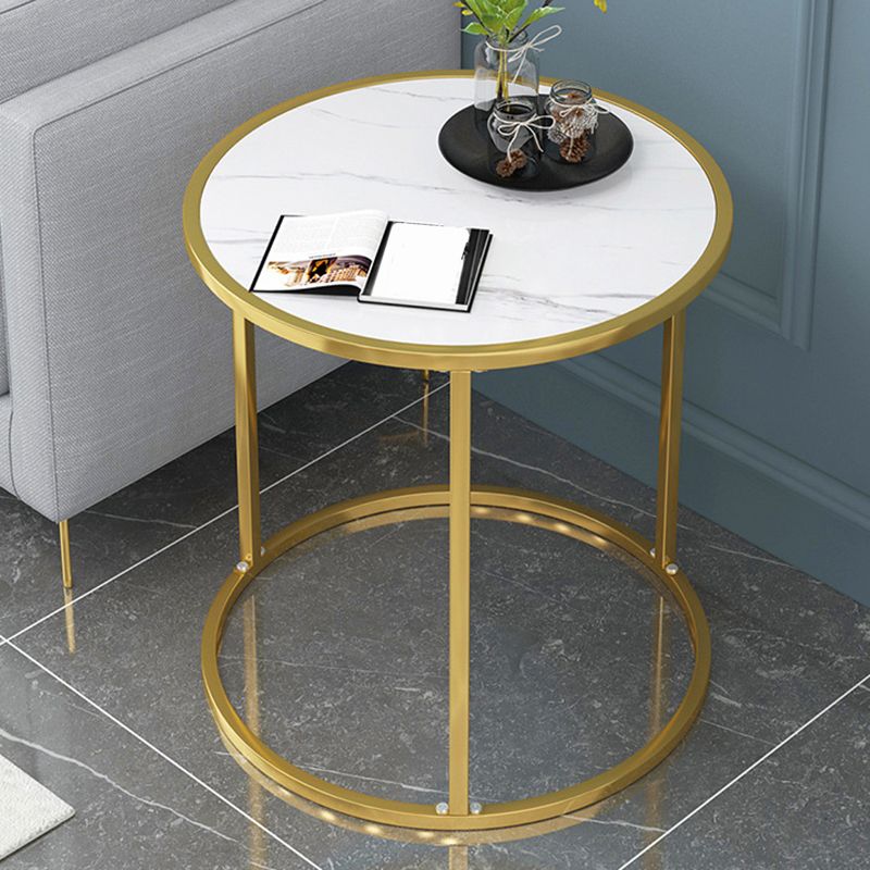 Glam Round Wooden Top End Table Steel Frame Sofa Side End Table for Living Room Clearhalo 'Coffee & Accent Tables' 'End & Side Tables' 'end_side_tables' 'furn' 'furn_end_side_tables' 'Furniture' 'Living Room Furniture' 1200x1200_c9e15c7b-e372-4b77-a672-9cd62184fcdd