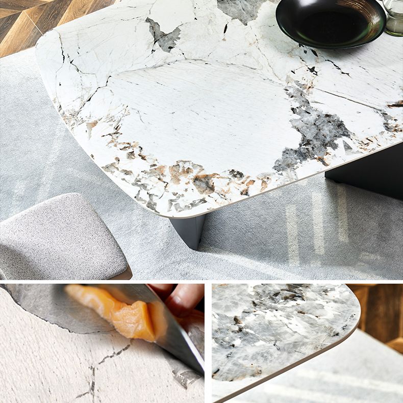Contemporary Rectangle Shape White Table Standard Sintered Stone Dining Table for Kitchen Clearhalo ' dining_table' 'Dining Tables & Seating' 'Dining Tables' 'furn' 'furn_dining_table' 'Furniture' 'furniture_dining_table' 'Kitchen & Dining Furniture' 'kitchen&dining_furn' 'kitchen' 'kitchen_dining_table' 1200x1200_c9e1ca60-aeef-45cb-a4f3-d0e0aa405358