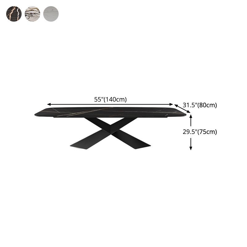 Sintered Stone Top Table for Restaurant Industrial Dining Table with Black Pedestal Base Clearhalo ' dining_table' 'Dining Tables & Seating' 'Dining Tables' 'furn' 'furn_dining_table' 'Furniture' 'furniture_dining_table' 'Kitchen & Dining Furniture' 'kitchen&dining_furn' 'kitchen' 'kitchen_dining_table' 1200x1200_c9e66643-5c49-4a7a-8d80-13fe8a3707ea