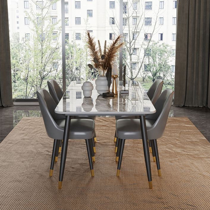 Scandinavian Dining Room Furniture Set Sintered Stone Rectangular Dining Table with Metal Base Clearhalo 'Dining Room Sets' 'Dining Tables & Seating' 'dining_room_set' 'furn' 'furn_dining_room_set' 'Furniture' 'furniture_dining_room_set' 'Kitchen & Dining Furniture' 'kitchen&dining_furn' 'kitchen' 1200x1200_c9e75620-7a75-453f-8902-8a5cd67844b7