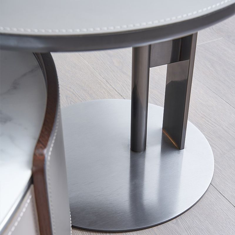 Slate Coffee Cocktail Table Drum Coffee or End Table with 2 Storage Drawers
