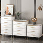 Glam White Vertical Stone Storage Chest Bedroom Chest with Drawers
