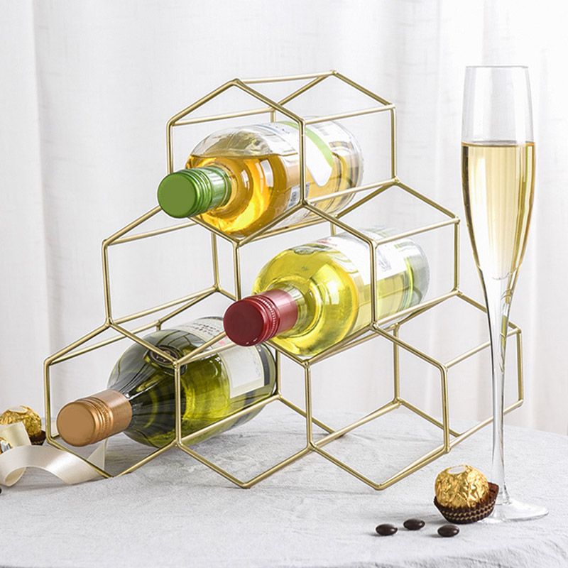 Iron Tabletop Wine Glass Rack Modern Stackable Wine Bottle Holder in Gold Clearhalo 'furn' 'furn_wine_racks' 'Furniture' 'Kitchen & Dining Furniture' 'Wine Racks' 'wine_racks' 1200x1200_c9ea30e5-701f-4c49-a49a-c995578e032c