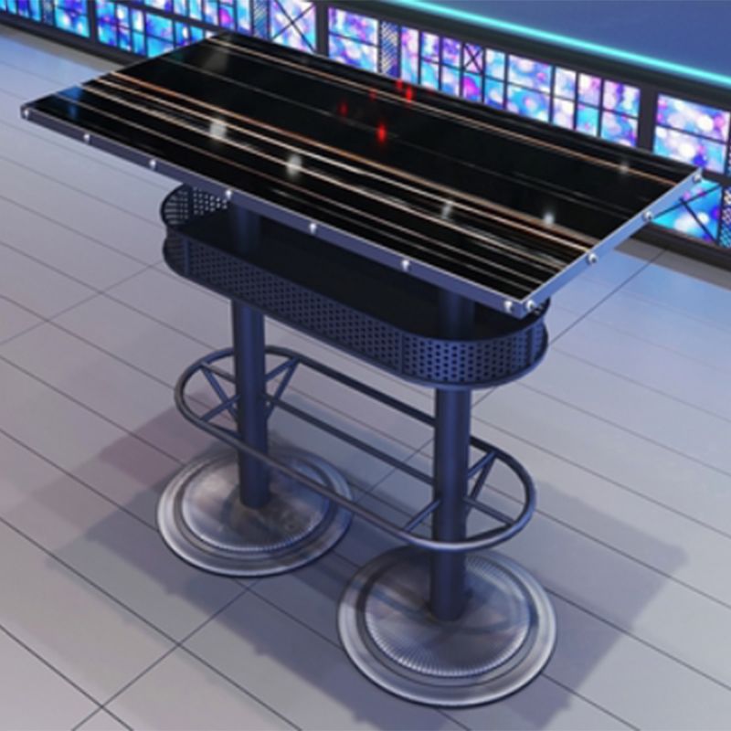 Industrial Style Bar Wine Table Black Bar Dining Table with Storage Clearhalo 'Bar Furniture' 'Bar Tables' 'bar_tables' 'furn' 'furn_bar_tables' 'Furniture' 'Kitchen & Dining Furniture' 1200x1200_c9eb9e74-2dd0-4c0a-bd1f-942a97fa4353