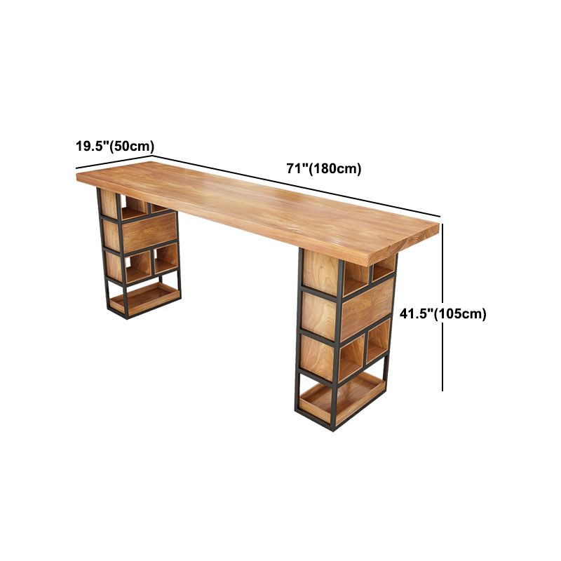 Wood Top Bar Table Modern Double Pedestal Coffee Shop Bar Dining Table with Storage Clearhalo 'Bar Furniture' 'Bar Tables' 'bar_tables' 'furn' 'furn_bar_tables' 'Furniture' 'furniture_bar_tables' 'Kitchen & Dining Furniture' 1200x1200_c9ec45f5-32f2-4a9d-8c9d-85e6bd371324