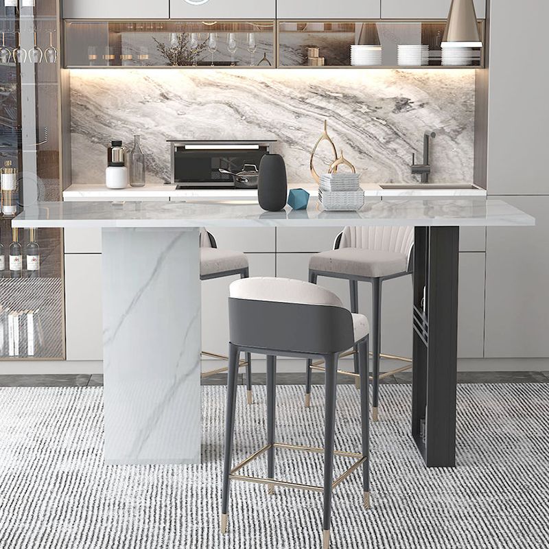 Tavolo da pranzo in pietra bianca tavolo rettangolo industriale tavolo da pranzo con base a slitta