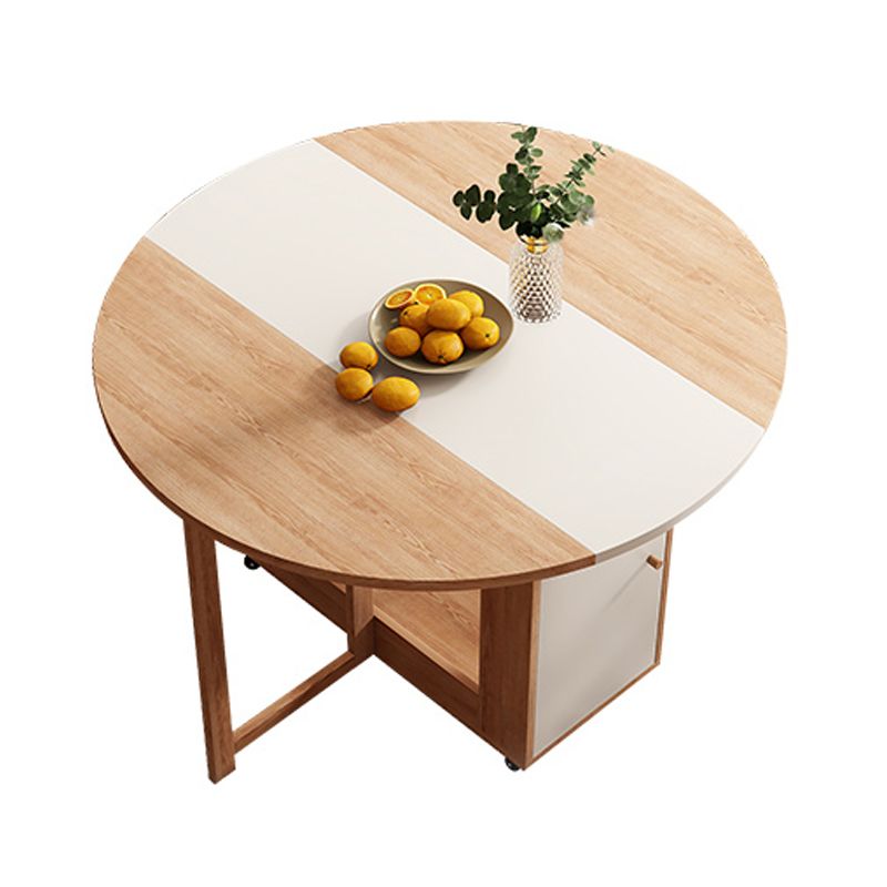 Round Mid-Century Modern Dining Table Drop-Leaf Table,47.2"L x 47.2"L x 29.1"H Clearhalo ' dining_table' 'Dining Tables & Seating' 'Dining Tables' 'furn' 'furn_dining_table' 'Furniture' 'furniture_dining_table' 'Kitchen & Dining Furniture' 'kitchen&dining_furn' 'kitchen' 'kitchen_dining_table' 1200x1200_c9ed7b44-6483-41ec-845d-57571d34300a