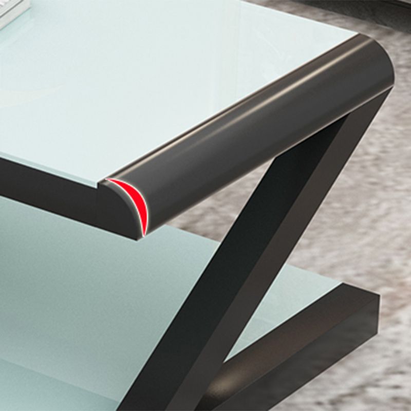 Modern Style Rectangular Tempered Glass with Abstract Base Coffee Table