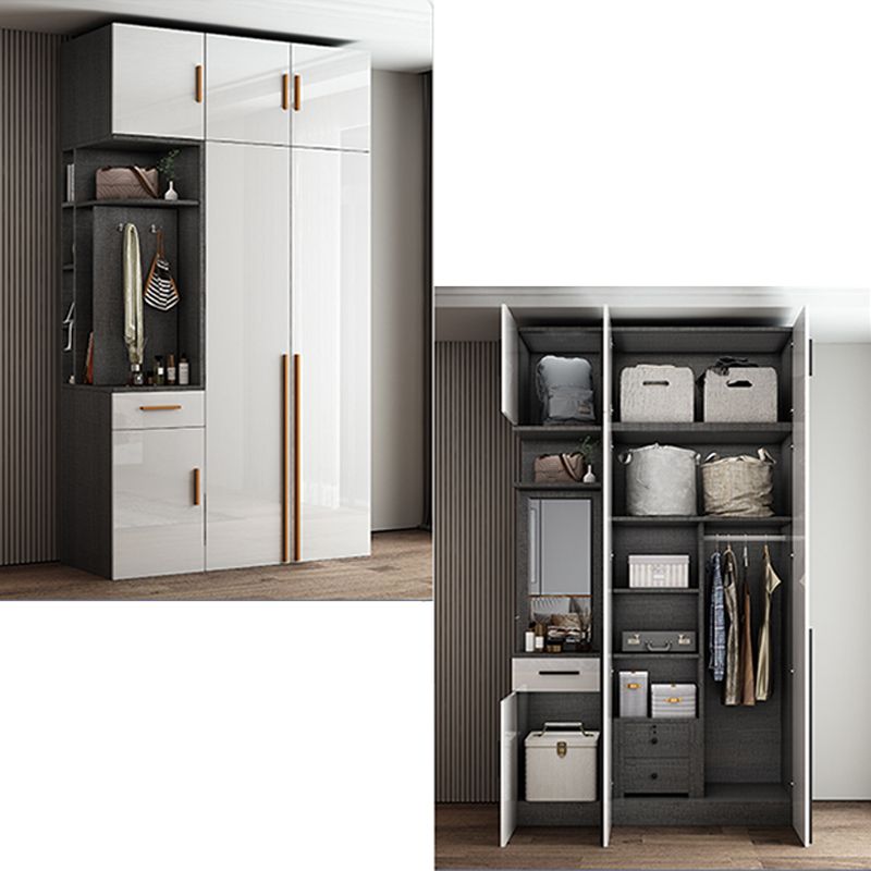 High Gloss White Modern Wardrobe Engineered Wood Storage Cabinet for Home Clearhalo 'Armoires & Wardrobes' 'armoires_wardrobes' 'Bedroom Furniture' 'furn' 'furn_armoires_wardrobes' 'Furniture' 1200x1200_c9f07e5c-85fb-45d9-9c0a-fb55128f92ff