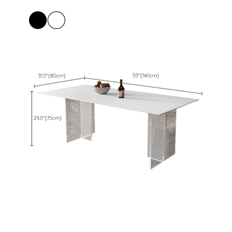 Modern Sintered Stone Top Dining Table Rectangle Table with Plastic Base