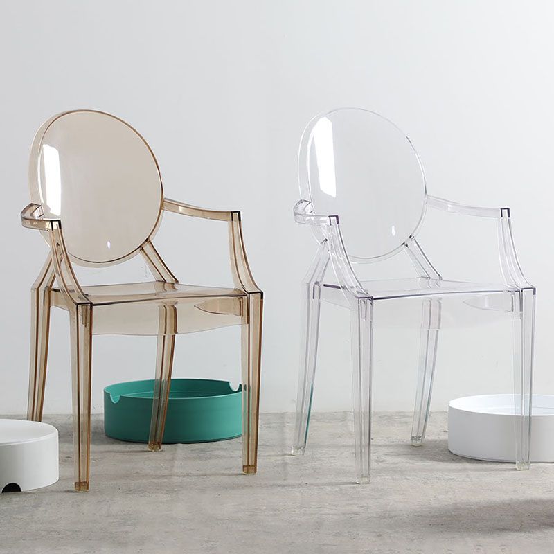 Plastic eetkamerstoel Scandinavische arm Open achterzijde stoelen voor thuis