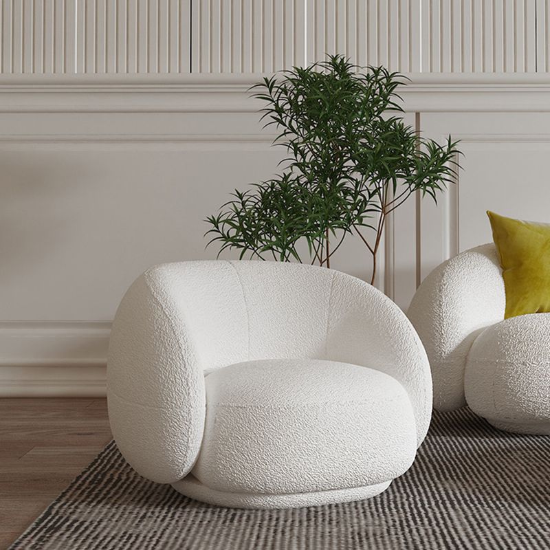 Contemporary White Curved Sofa 29.52" High Sloped Armed Sofa