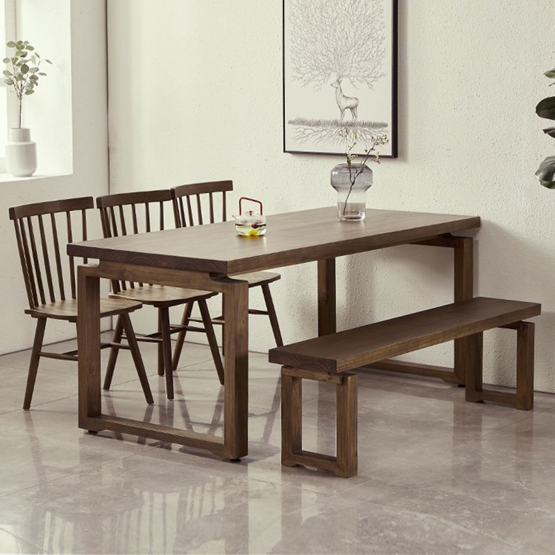 Modern 1/2/3/5 Pieces Dining Set Rectangle Double Pedestal Dinette Set in Natural Clearhalo 'Dining Room Sets' 'Dining Tables & Seating' 'dining_room_set' 'furn' 'furn_dining_room_set' 'Furniture' 'Kitchen & Dining Furniture' 1200x1200_c9f16ee4-4e5d-4464-8f8c-6a29c0998562