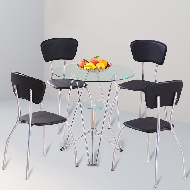 Modern Style Glass Kitchen Dining Table Round Table with Metal Base for Home Clearhalo ' dining_table' 'Dining Tables & Seating' 'Dining Tables' 'furn' 'furn_dining_table' 'Furniture' 'furniture_dining_table' 'Kitchen & Dining Furniture' 'kitchen&dining_furn' 'kitchen' 'kitchen_dining_table' 1200x1200_c9f22a02-3a8d-4e83-b1f7-55ff5ab5ebf1