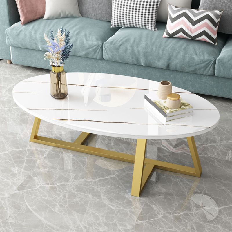 Glam Single Oval Coffee Table Cross Legs Coffee Cocktail Table Clearhalo 'Coffee & Accent Tables' 'Coffee Tables' 'coffee_tables' 'furn' 'furn_coffee_tables' 'Furniture' 'Living Room Furniture' 1200x1200_c9f2da28-9baf-47bd-b7df-3ffee4198937
